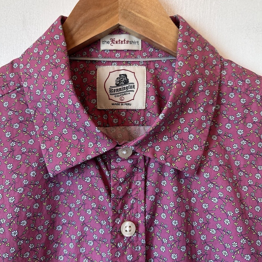 Kennington The Estate Shirt Button Down Polo Dark Pink preppy casual Men's Large - Picture 2 of 8